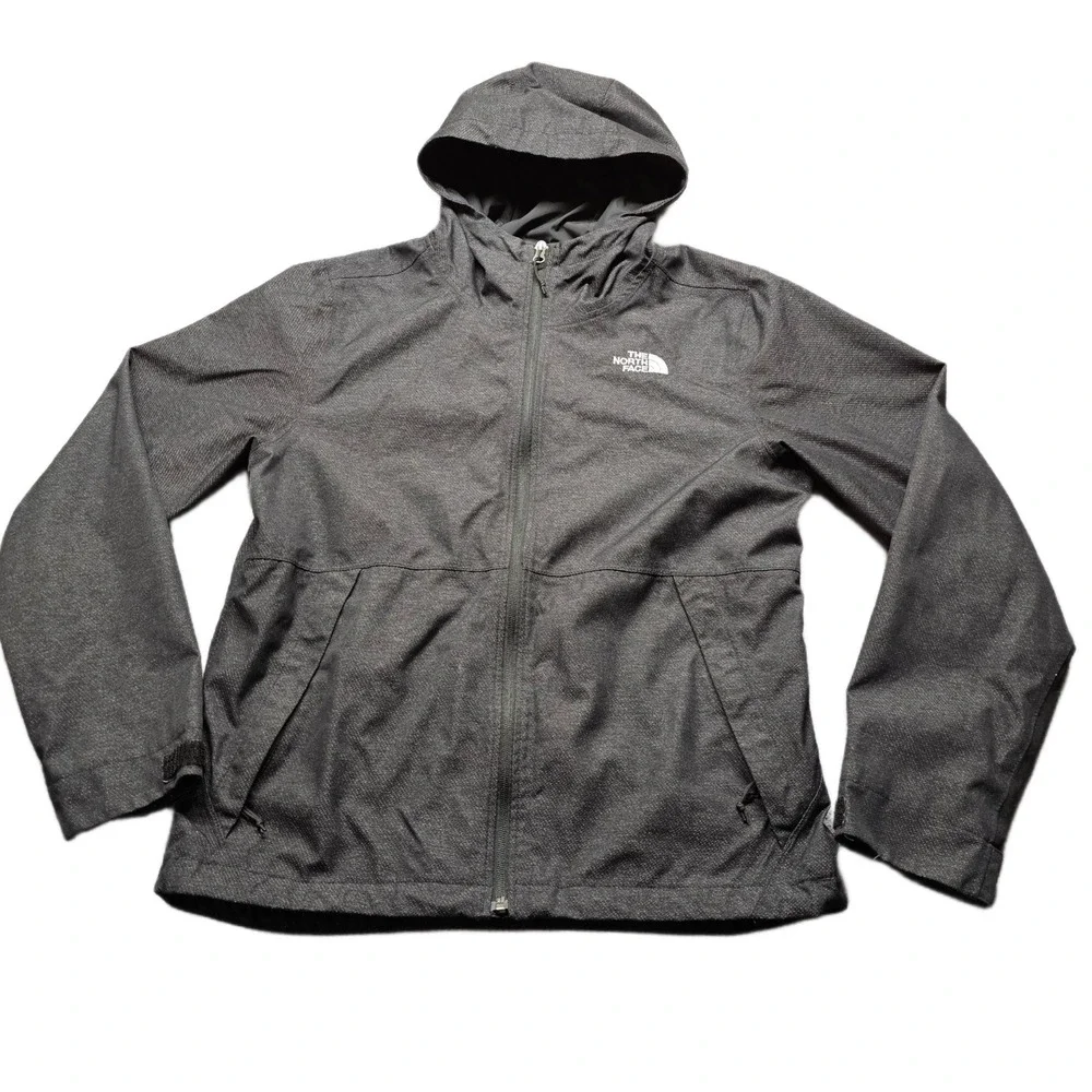 The North Face Dryvent Rain Jacket Mens Medium Black Hooded Waterproof Full Zip